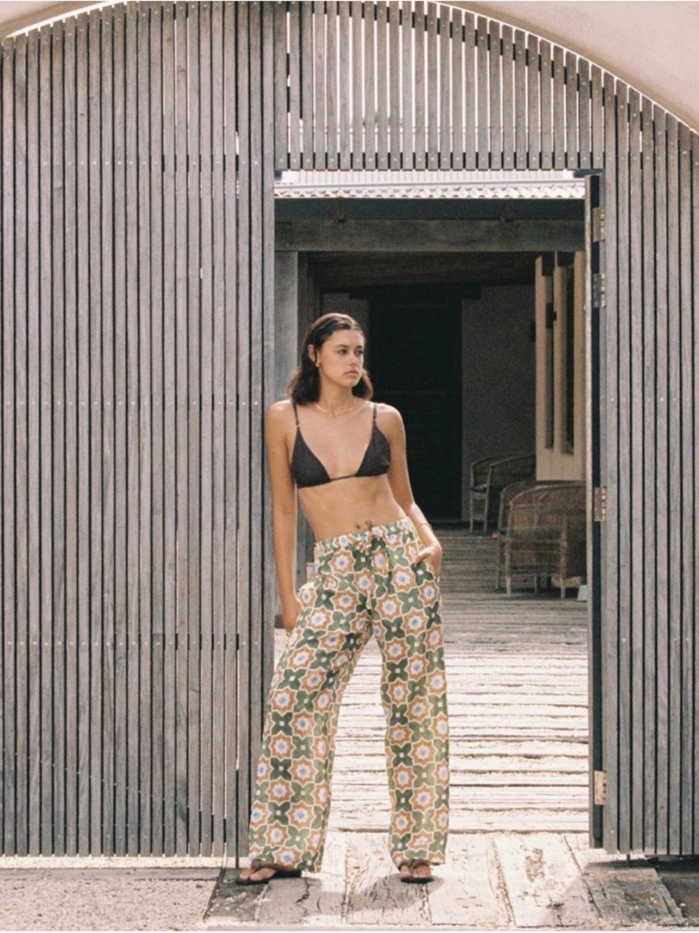 NWT Soleil Soleil Celine Wide-Leg Linen Pants - Farrah Print - Size Medium